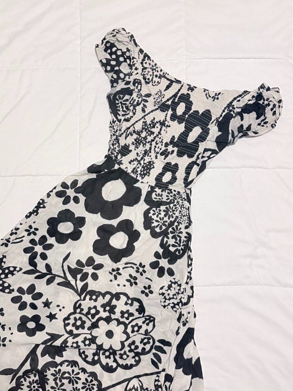 Free People Black & White Floral Backless Criss-Cross Dress Sz S